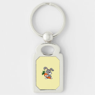 Playful rabbit with a big carrot key ring