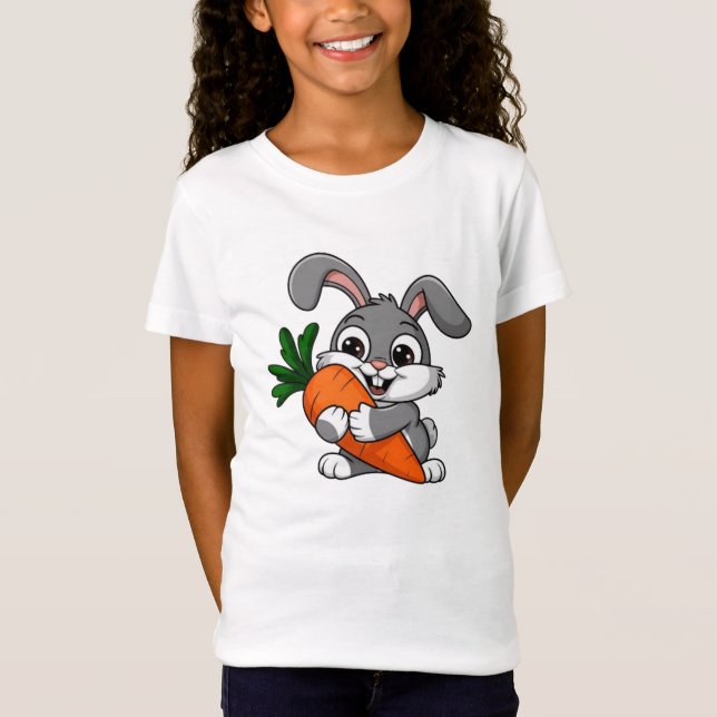 Playful rabbit with a big carrot  T-Shirt (Front)