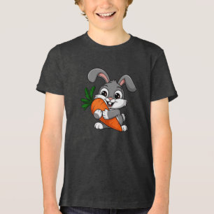 Playful rabbit with a big carrot Tri-Blend shirt