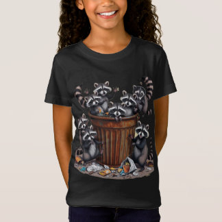 Playful Raccoons Trash Can Mischief T-Shirt