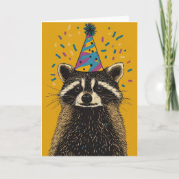 Playful Racoon Birthday Party Greeting Card