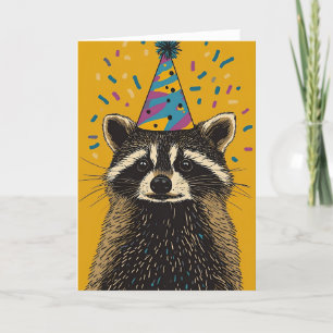 Playful Racoon Birthday Party Greeting Card