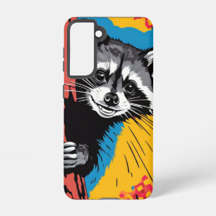 Playful Racoon: Vibrant Pop Art Wildlife Illustra Samsung Galaxy Case