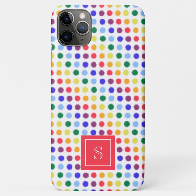 Playful Rainbow Polka Dots Personalised Monogram Case-Mate iPhone Case (Back)