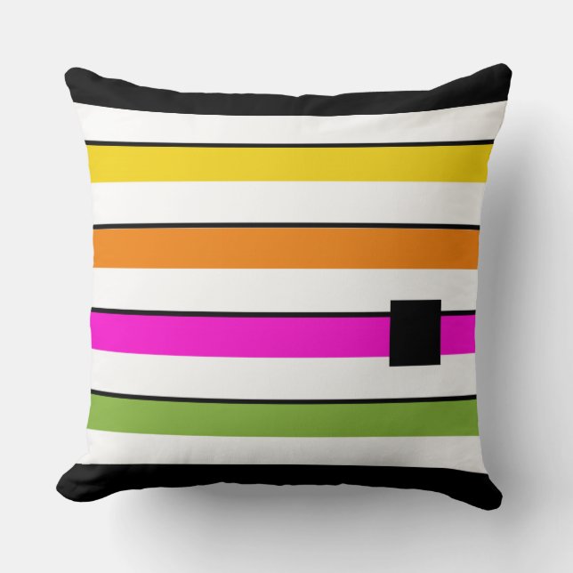 Playful Rainbow Stripes Cushion (Front)