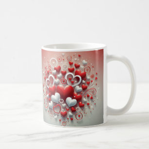 Playful Red and White Hearts Valentine’s Day Coffee Mug