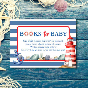 Playful Red Blue Coastal Waves Books for Baby Enclosure Card