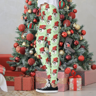 Playful Red Christmas Calico Kitten Holidays Leggings