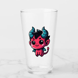 Playful Red Devil - Cartoon, Character, Red, Kawai Glass