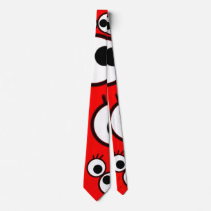 Playful Red Eye Doodle Pattern Tie