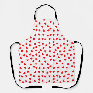 Playful red heart pattern apron