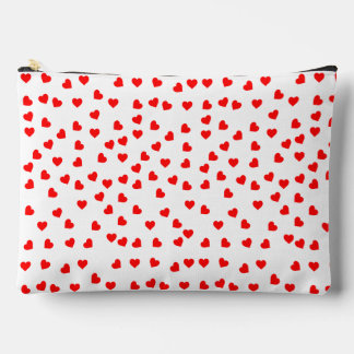 Playful Red Hearts White Accessory Pouch