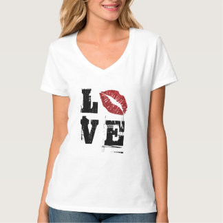Playful Red Lips Stacked Love Valentine’s T-Shirt