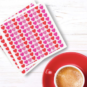 Playful Red Pink Fuchsia Hearts Valentine Pattern Napkin