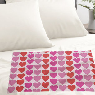 Playful Red Pink Fuchsia Hearts Valentine Pattern Pillowcase