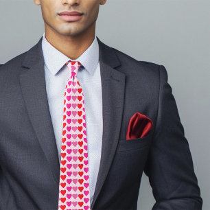 Playful Red Pink Fuchsia Hearts Valentine Pattern Tie