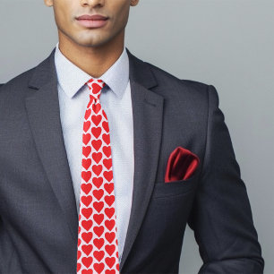 Playful Red Pink Hearts Valentine Pattern Tie