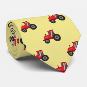 Playful red Tractor and Name on yellow Tie