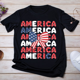 Playful Red, White, and Blue Patriotic Bow T-Shirt