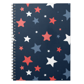 Playful Red White Blue Star Notebook