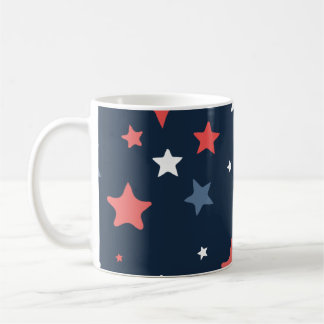 Playful Red White Blue Star Notebook Coffee Mug