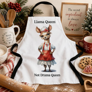 Playful red & white Farmhouse Llama Drama Queen Apron
