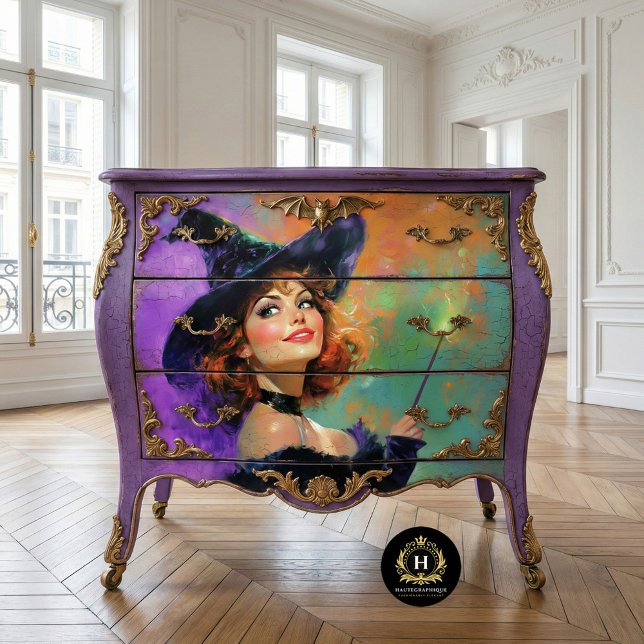 Playful Redhead Witch Halloween Decoupage Tissue Paper (Creator Uploaded)