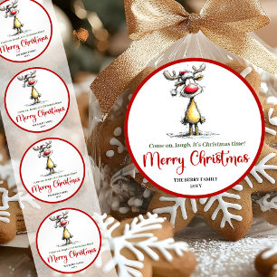 Playful reindeer quirky holiday sticker design