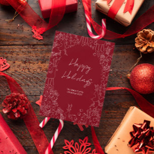playful Reindeer & Winter Botanicals- christmas Holiday Card