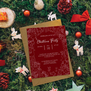 playful Reindeer & Winter Botanicals-  christmas  Invitation