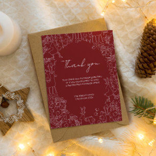 playful Reindeer & Winter Botanicals- christmas Thank You Card
