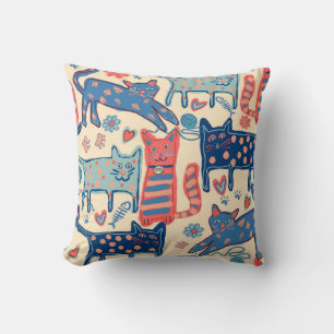Playful Retro Cats Cushion