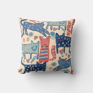 Playful Retro Cats  Cushion