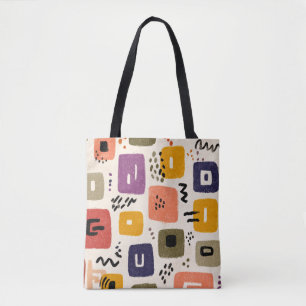 Playful Retro Doodle Abstract Mid-Century Modern Tote Bag