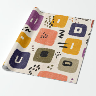 Playful Retro Doodle Abstract Mid-Century Modern Wrapping Paper