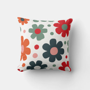 Playful Retro Flower Pattern Cushion