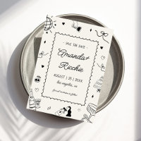 Playful Retro Hand Drawn Whimsical Doodle Wedding