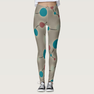 Playful Retro Large Molecules Universe Blue Grey Leggings