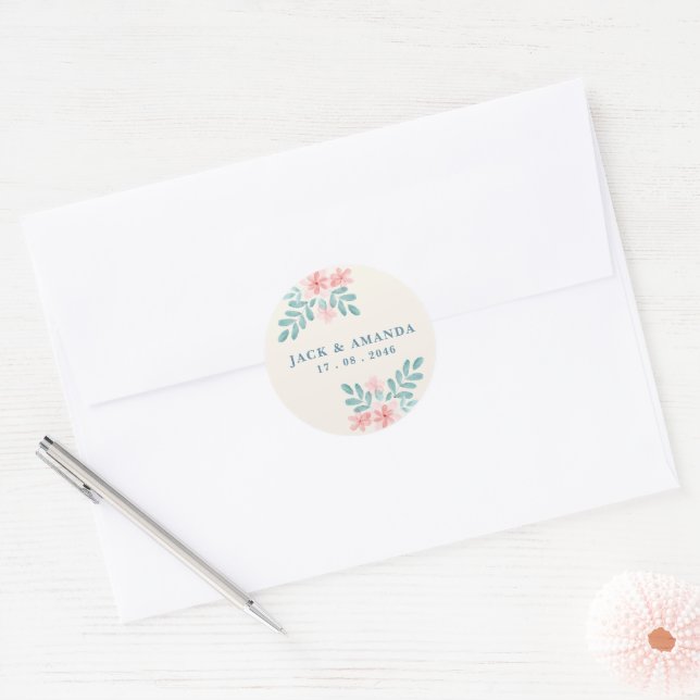 Playful Retro Pink Wedding stickers (Envelope)
