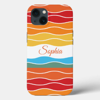 Playful Retro Rainbow Stripes for Custom Product iPhone 13 Case
