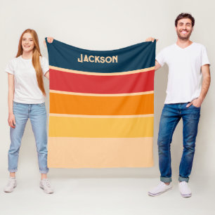 Playful Retro Rainbow Stripes for Custom Product Fleece Blanket