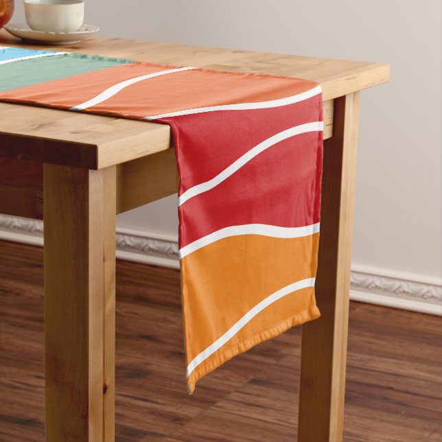 Playful Retro Rainbow Stripes for Custom Product Medium Table Runner (In Situ)