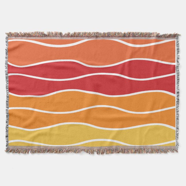 Playful Retro Rainbow Stripes for Custom Product Throw Blanket (Front)