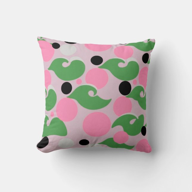 Playful Retro Swirl Pattern Cushion (Front)