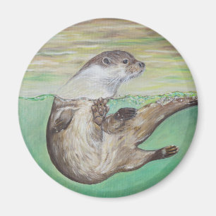 Playful River Otter Magnet