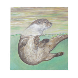 Playful River Otter Painting Notepad