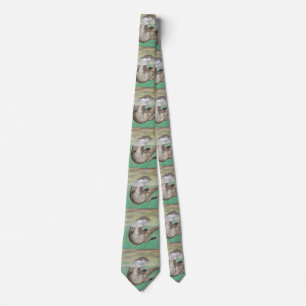Playful River Otter Painting Tie
