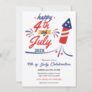 Playful Rocket 4th of July  Invitation