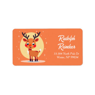 Playful Rudolph Reindeer Return Address Label