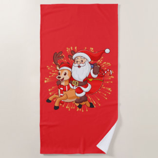 **"Playful Santa Claus Design – Fun and Festive Ch Beach Towel